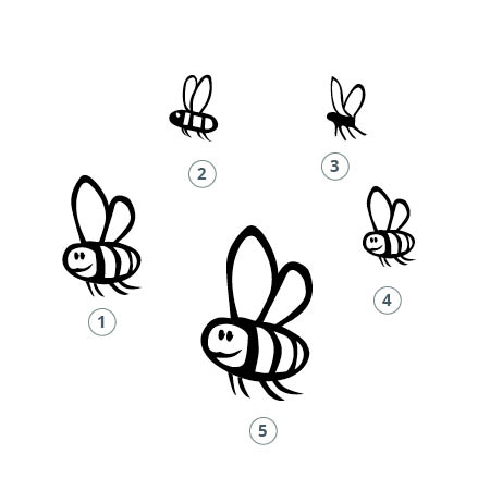 Stempel Biene, Wespe und Fliege